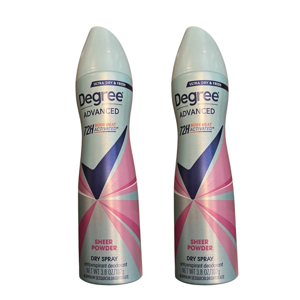 Degree Advanced 72H Sheer‎ Powder Dry Spray Antiperspirant Deodorant Lot of 2